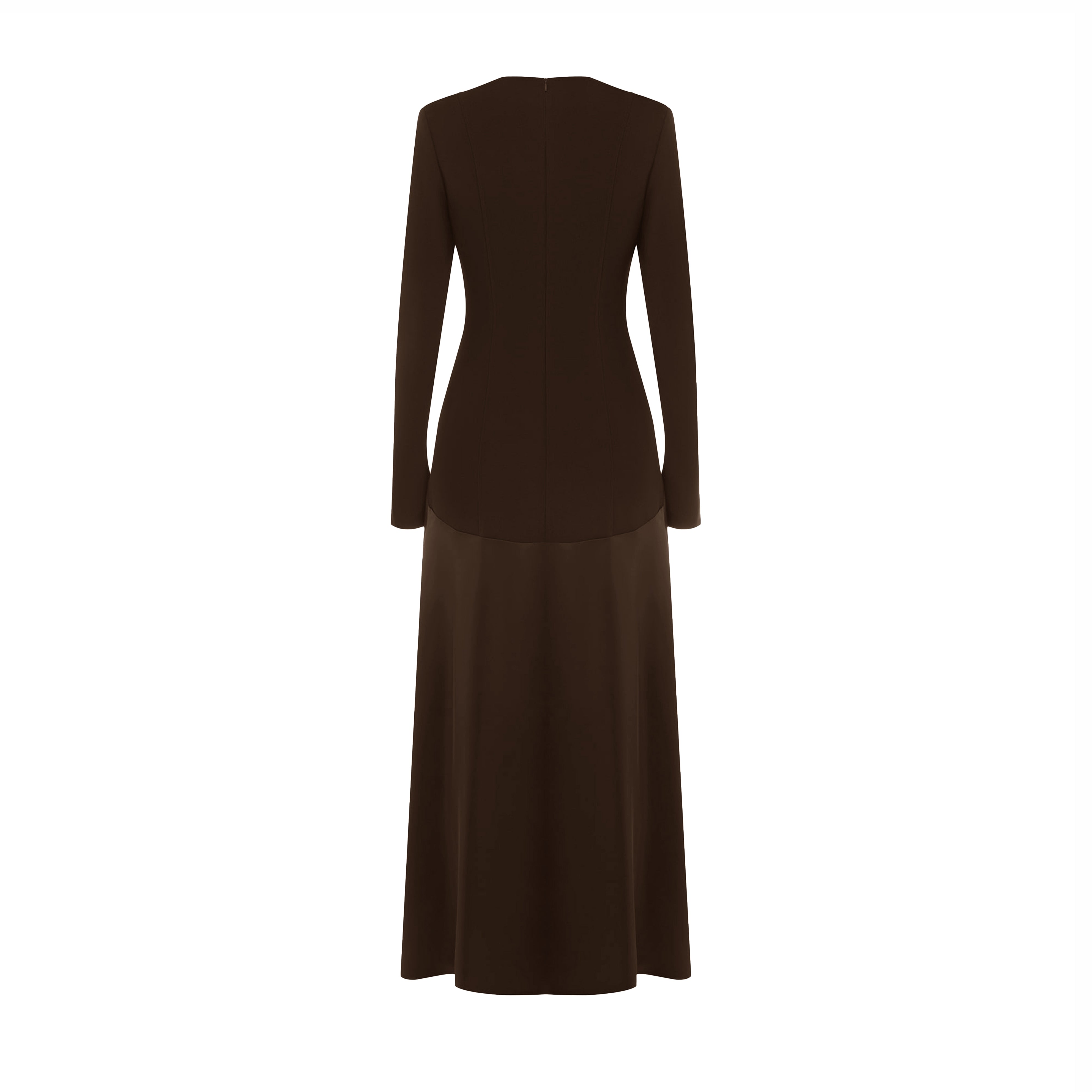 Knitted Satin Maxi Dress in Coffee