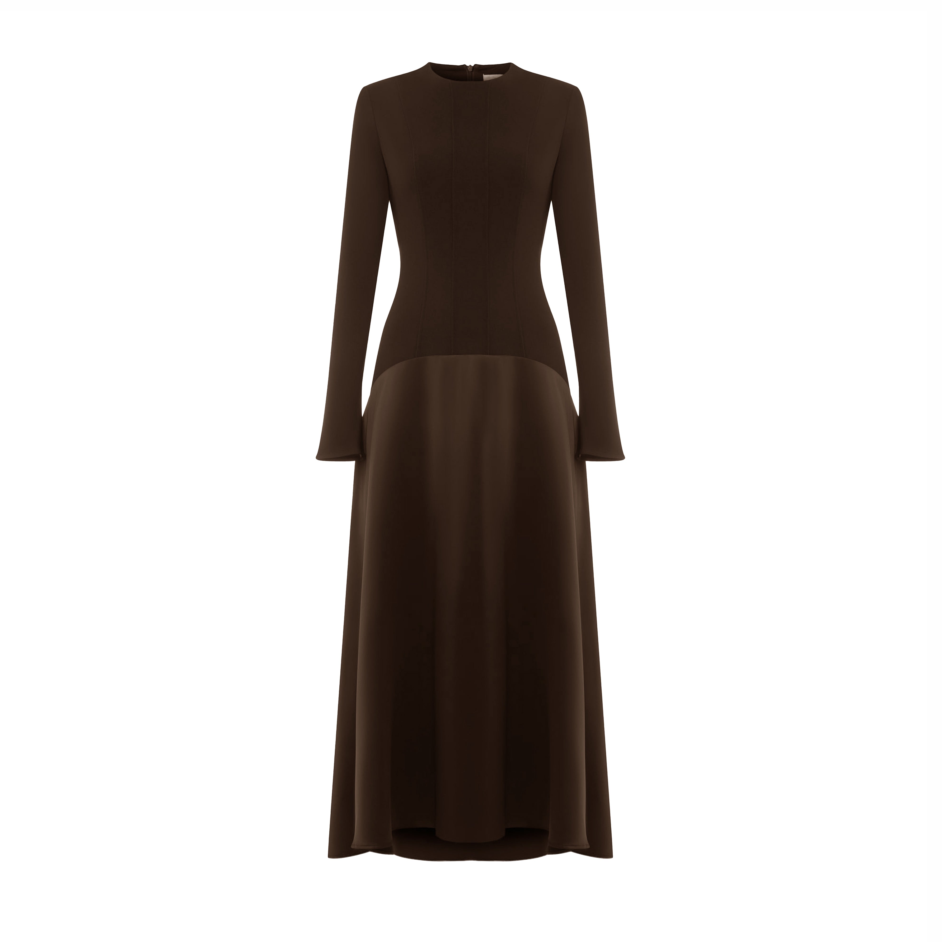 Knitted Satin Maxi Dress in Coffee